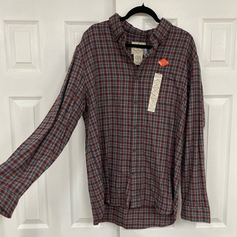 St. John's Bay Red and Gray Plaid Shirt